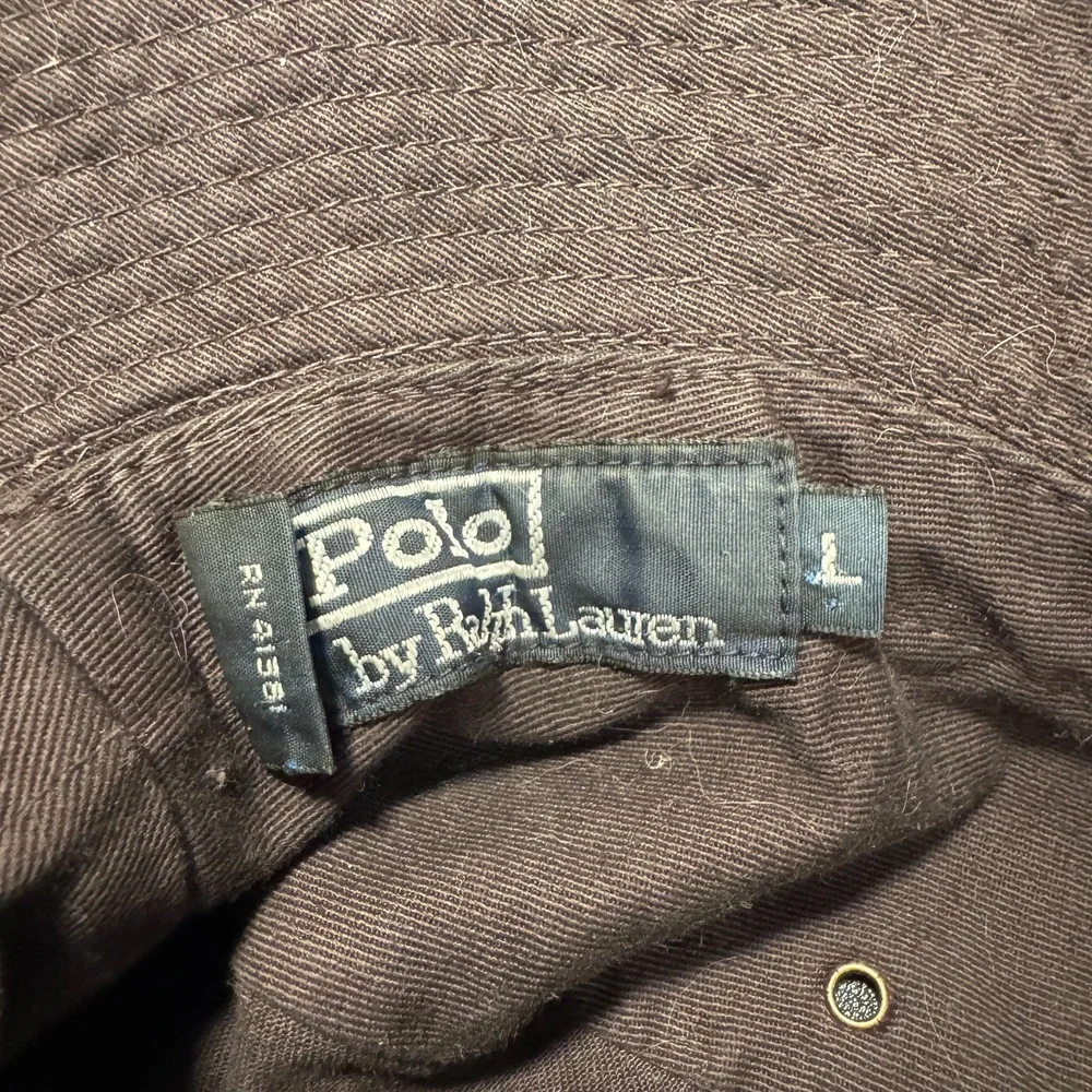 Polo Ralph Lauren Bucket Hat Cap Large Brown Yellow Pony Embroidered Y2K USA VTG